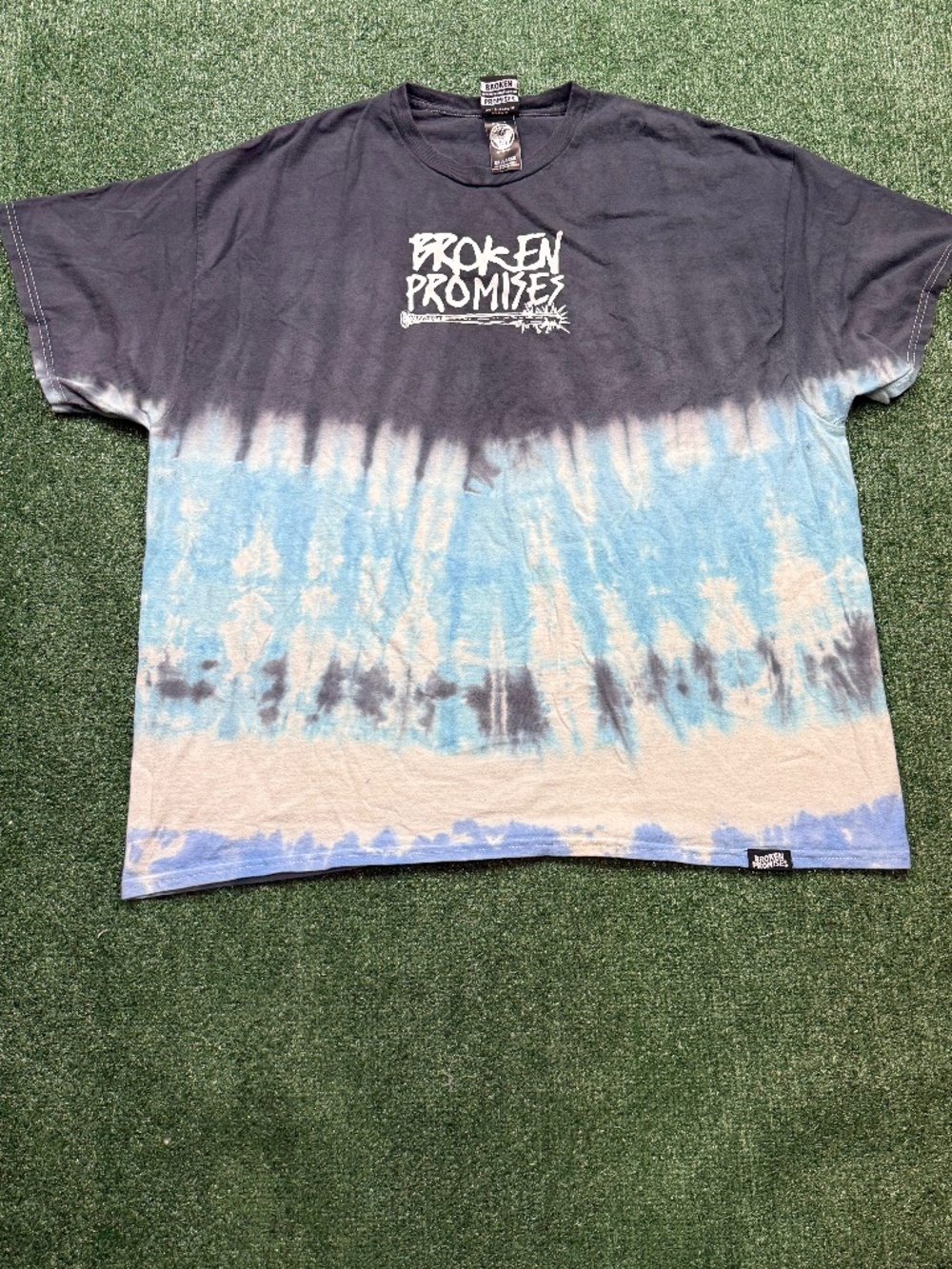 Broken Promises Graphic T Shirt Mens Size 2XL Multicolor Tie Dye Short Sleeve